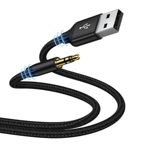 USB to 3.5mm Audio Aux Cable, 3FT USB to 3.5mm Aux Jack Audio Adapter for Headphone, TRS Sterso Speaker, DVD Player, PS5, PC, Laptop, Nylon Braided USBA to AUX Male Jack TRS Converter Stereo Cord