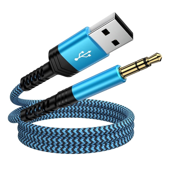 for USB A to 3.5mm Audio Aux Cable,Braided 3FT USB Male to AUX Male Jack Adapter TRS Stereo Audio Cord for Speaker Headphones PC Laptop Windows Computer PS5 PS4 Mac OSX Desktops