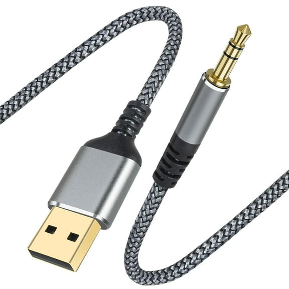 USB to 3.5mm Audio Jack Adapter,6 Ft USB 2.0 to 3.5mm AUX Stereo Audio Cor Compatibility with Laptop, Speaker, Support WindowsNot Applicable to Charging and MP3, Truck, TV USB Ports