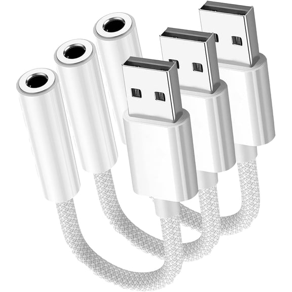 USB to 3.5mm Audio Jack Adapter, USB-A to 3.5mm TRRS 4-Pole Female, USB to Headphone Jack Adapter Compatible with Headset, Mac, PS4, PC, Laptops, Desktops PS4 and More