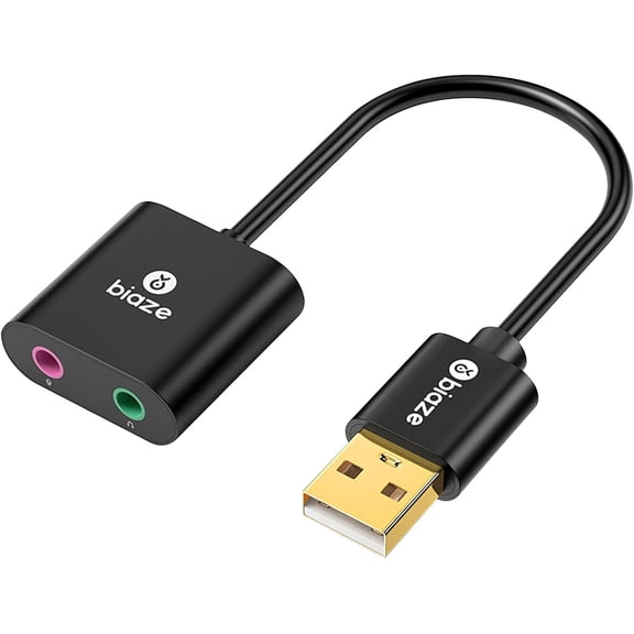 USB to 3.5mm Jack Audio Adapter External Sound Card with 3.5mm Headphone and Microphone TRS Jack to USB Compatible with Windows, Laptops, Desktops Windows, MAC, Linux, PC, PS5, PS4