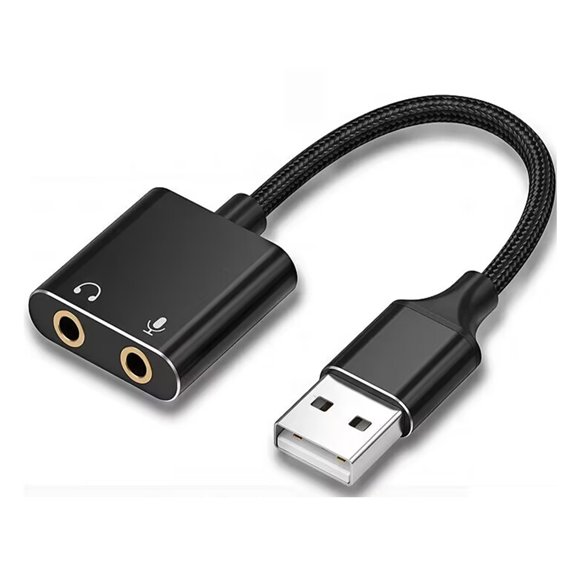 USB to 3.5mm Jack Audio Adapter External Sound Card with 3.5mm Headphone and Microphone TRS Jack to USB Compatible with Windows, Laptops, Desktops Windows, MAC, Linux, PC, PS5, PS4