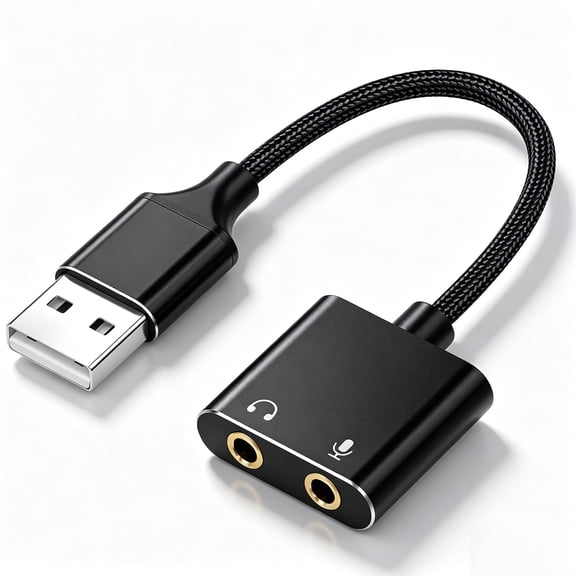 USB to 3.5mm Jack Audio Adapter External Sound Card with 3.5mm Headphone and Microphone TRS Jack to USB Compatible with Windows, Laptops, Desktops Windows, MAC, Linux, PC, PS5, PS4