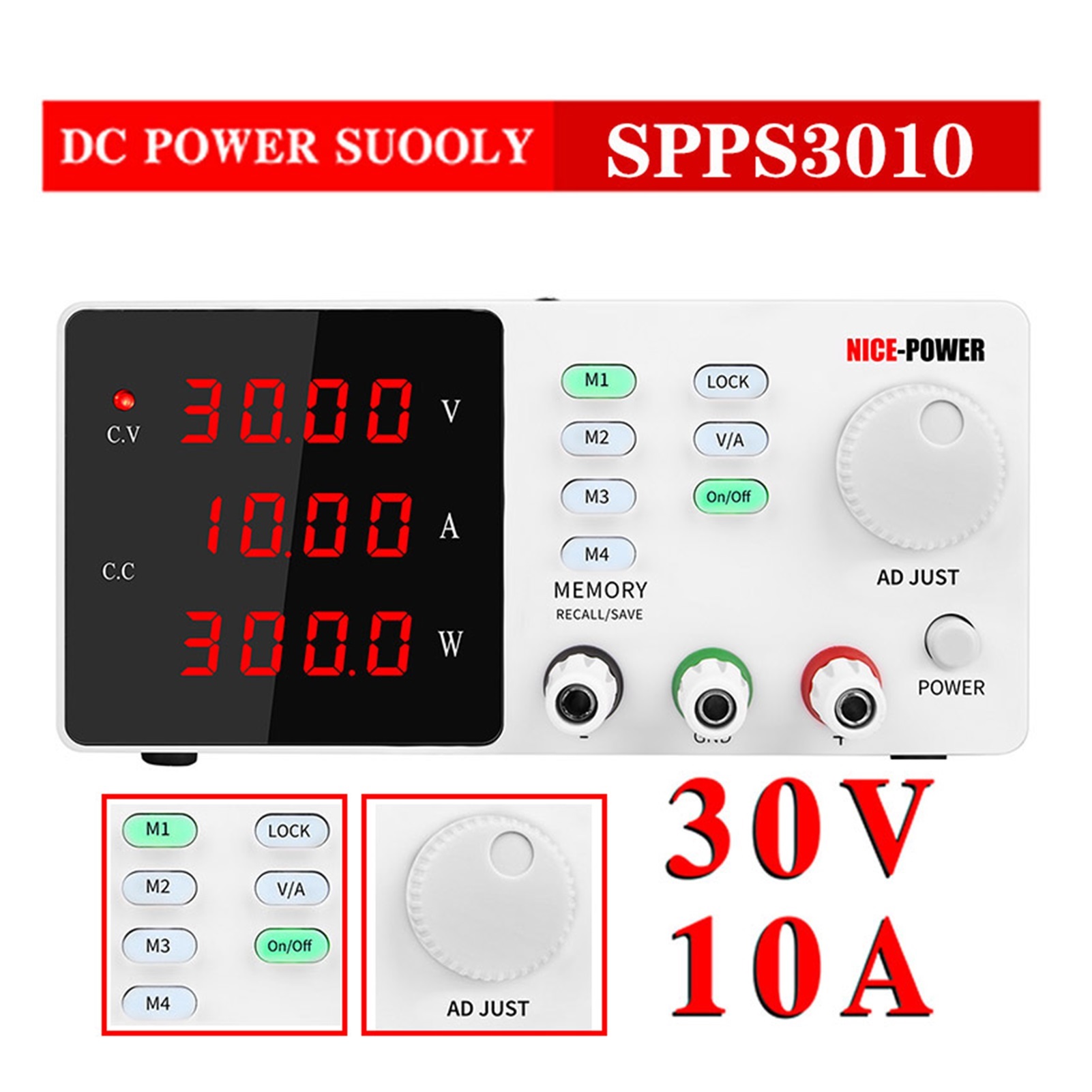 USB 30V 10A Lab Adjustable DC Laboratory Power Supply Adjustable 60V 5A ...