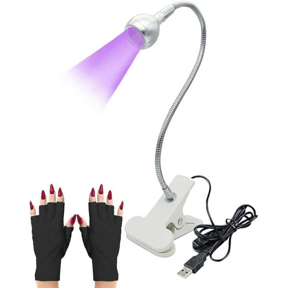 USB 3W LED UV Ultraviolet Phone Glue Curing Lamp with Protection Gloves,UV Led Nail Lamp for Gel Nails,Portable Clamp Flexible Desk Lamps for Mobile Repair,Plug and Play