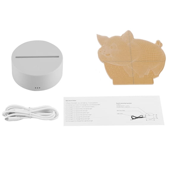 USB 4.5V Acrylic Pattern Lighting, White 7-Color LED Lamp Base with Touch Control & Remote