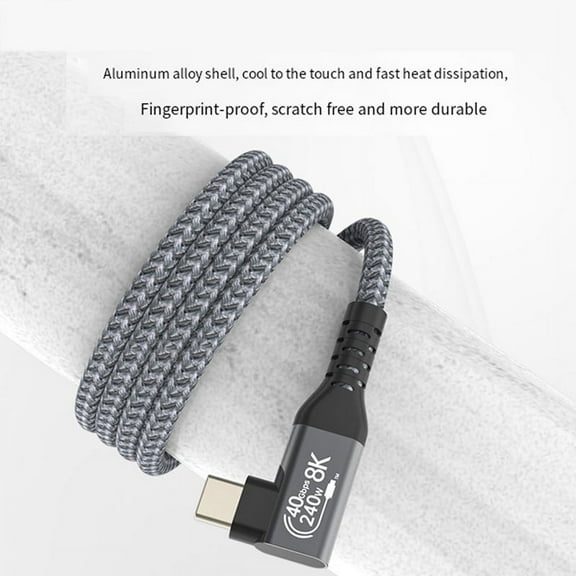 USB 4 Cable 90° 40Gbps USB4 Type C Data Cable Fast Charging PD 240W, 8K Video Transfer 1.5M