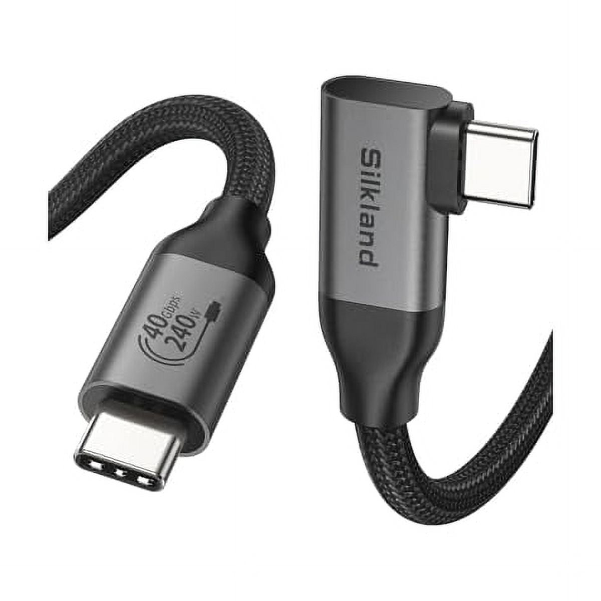 XAOSUN 5FT USB4 Cable 80Gbps With Right Angle - 240W Charging, 8K Video, Thunderbolt 4/5 Compatible For MacBook, Docks, SSD