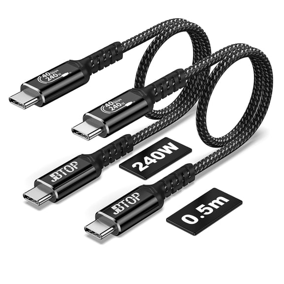 USB 4 Data Cable(1.5FT, 2packs) 40Gbps Data Transfer, 8K Video and USB C to USB C 240W Charging, Compatible with iPhone 15/Pro/Plus/Pro Max, Samsung Galaxy, Thunderbolt 4/3 Cable and USB-C