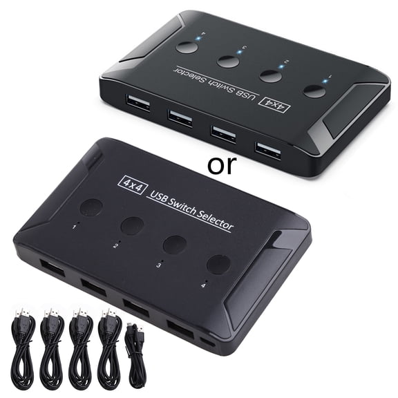 USB 4 In 4 Out 2.0 KVM Switcher Box High Speed 4 Port USB Hub Splitter Adapter Printer Sharing for PCs