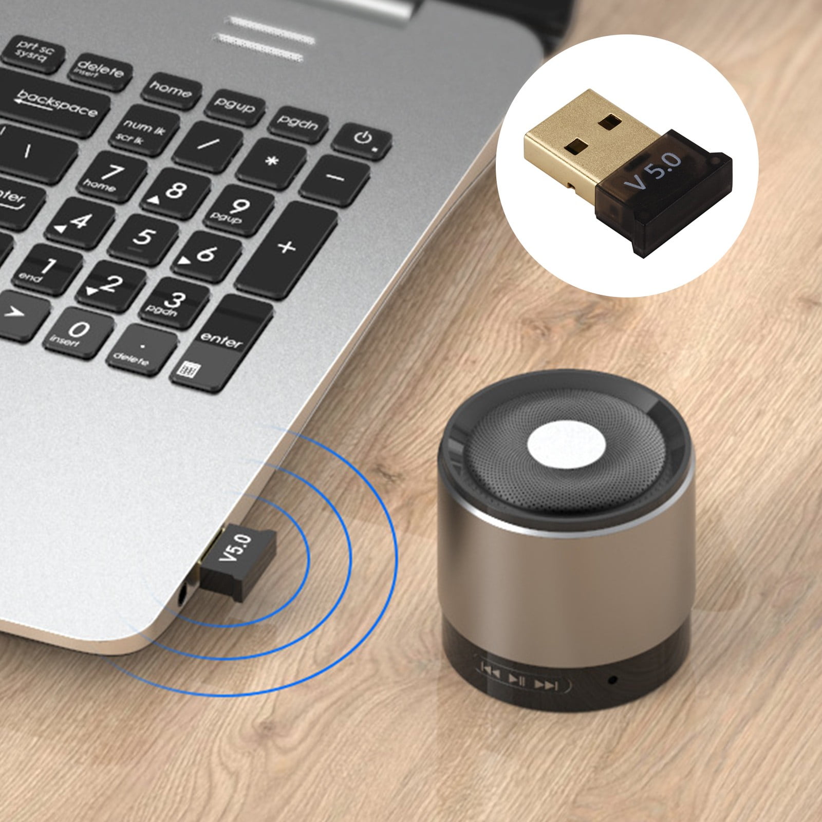 USB 5.0 Adapter Wireless Stereo Receiver Audio For PC Laptop TV Music