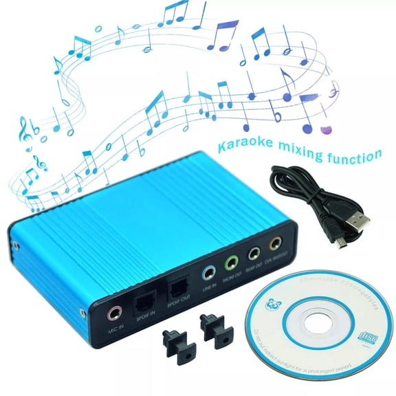 USB 5.1 Channel External Sound Card with Optical Output for PC Laptop Blue