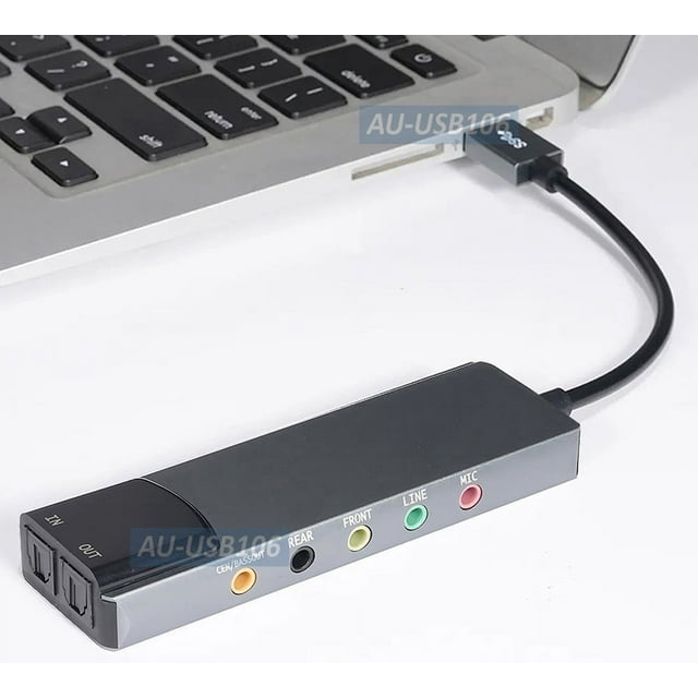 USB 5.1 Channel Surround Sound Card With Digital Optical Audio Input