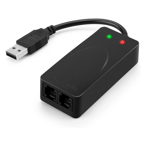 USB 56K Voice Fax Data External V.90 V.92 Modem With Dual Ports, Compatible With Windows 98SE/2000/ME/XP/Vista/Win 7/Win 8/Win 10 Support Auto-Dial, Tone and Pulse Dialing, Auto Answer, Auto Retrain