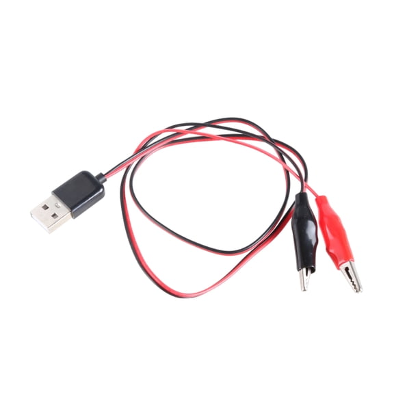 USB 5V Charging And Testing Wire With Two Clips Multifunctional Cable For Lab, Workshops Projects