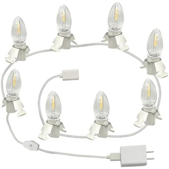 USB 5V LED 8 Light Accessory Set,11.8ft White Cord with C7 Lamp Compatible with Department 56, Christmas Village Cottages,Pumpkins,Halloween Indoor Outdoor Atmosphere Decoration,Blow molds.