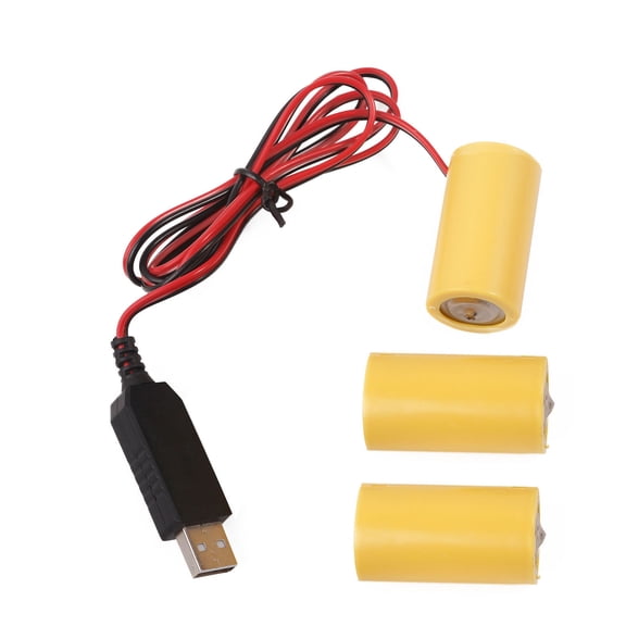 USB 5V2A Adapter Cord Eliminators Cable Replace 3x LR14 C Batteries for Torches/Digital Thermometers