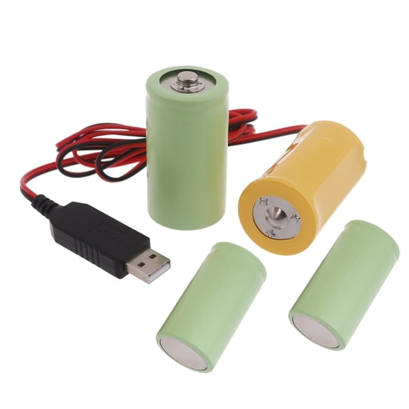 USB 5V2A Dummy Battery Adapter Cord Eliminators Cable Replace 4x 1.5V LR20 D Batteries for Torches/Digital Thermometers