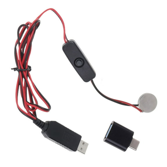 USB 5V2A Input Charging Cable Cord for 3V Output Powered Device Portable Wire with Switches+Type-C Adapter