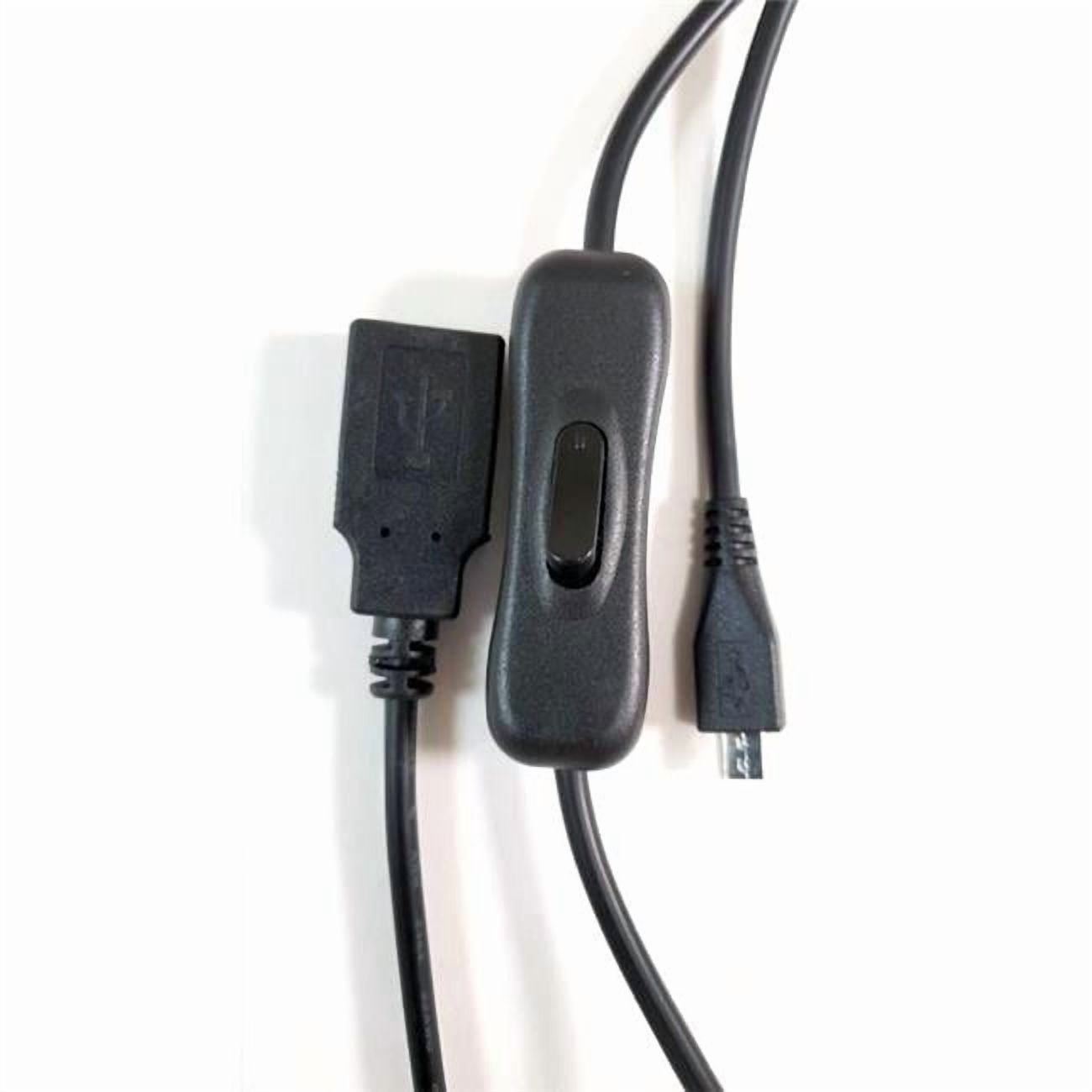 USB A Female to Micro USB Extension Cable with On & Off Switch, Black