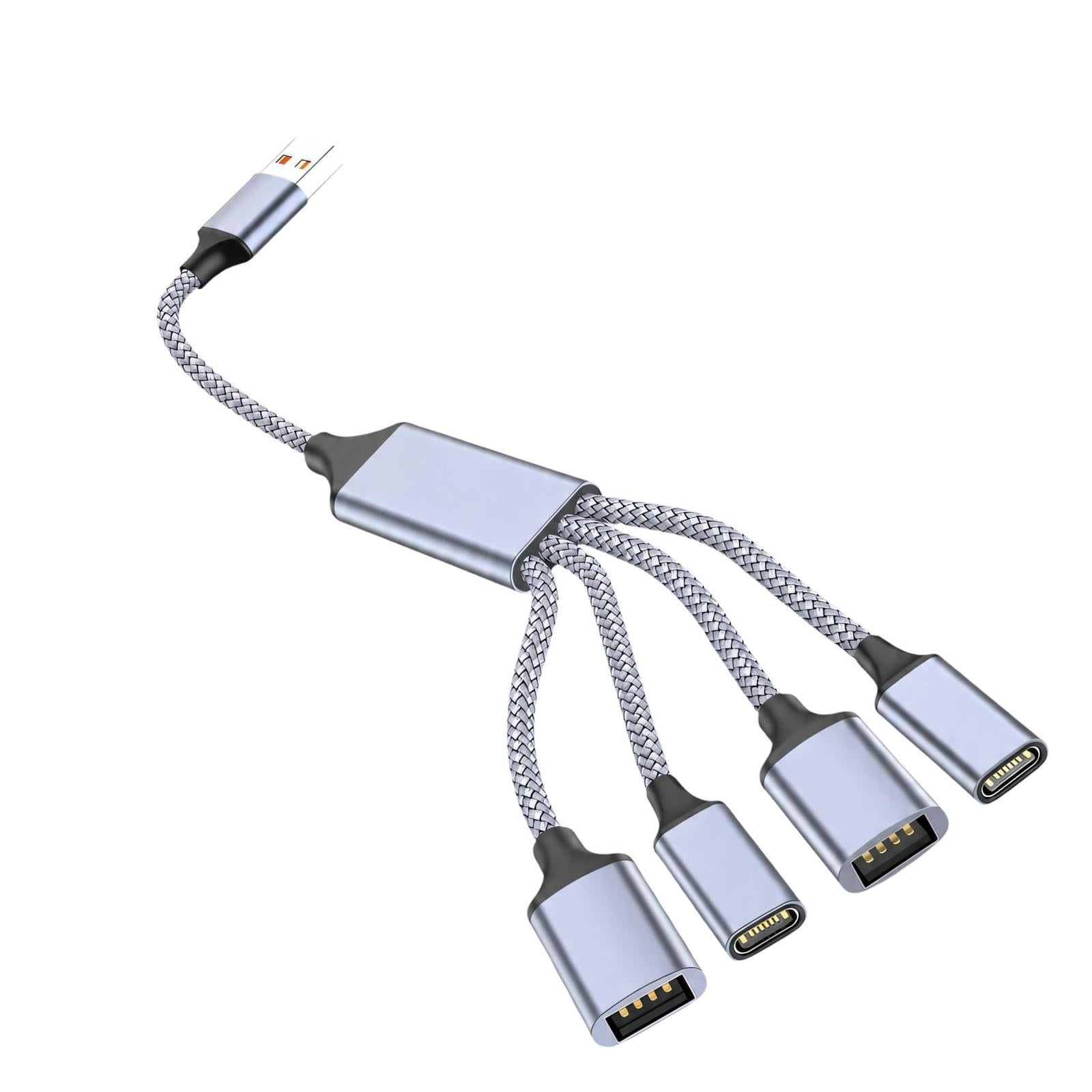 Usb Cable Splitting USB-A Four-Output Splitter USB Hubs with a Fabric-Covered Cable and ...