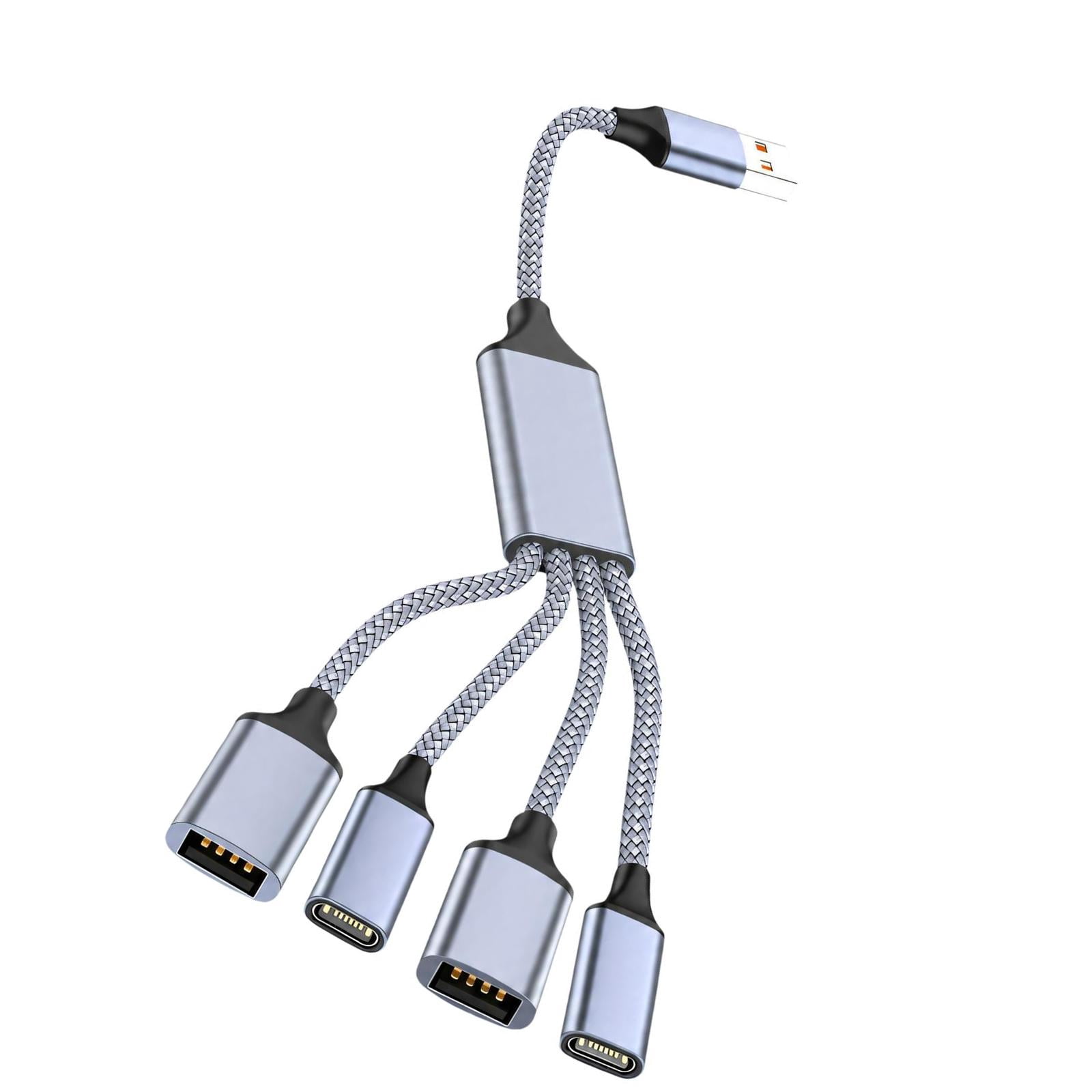 Usb Cable Splitting USB-A Four-Output Splitter USB Hubs with a Fabric-Covered Cable and ...