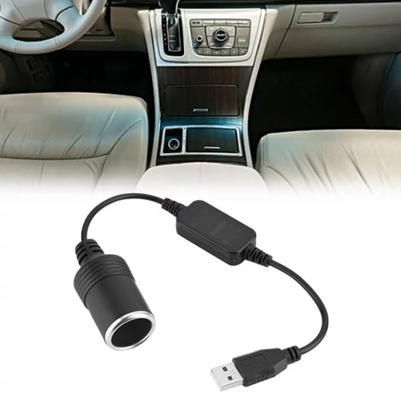 USB A Male To 12V Car Lighter Adapter, Socket Converter Cable for Led Light Strips, Camera Led Light and Other Automotive Electronics