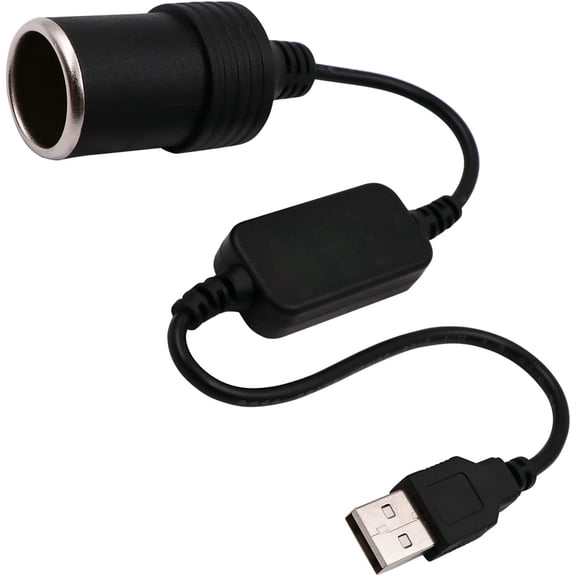 USB A Male to 12V Car Cigarette Lighter Socket Female Converter Cable (8W Max)