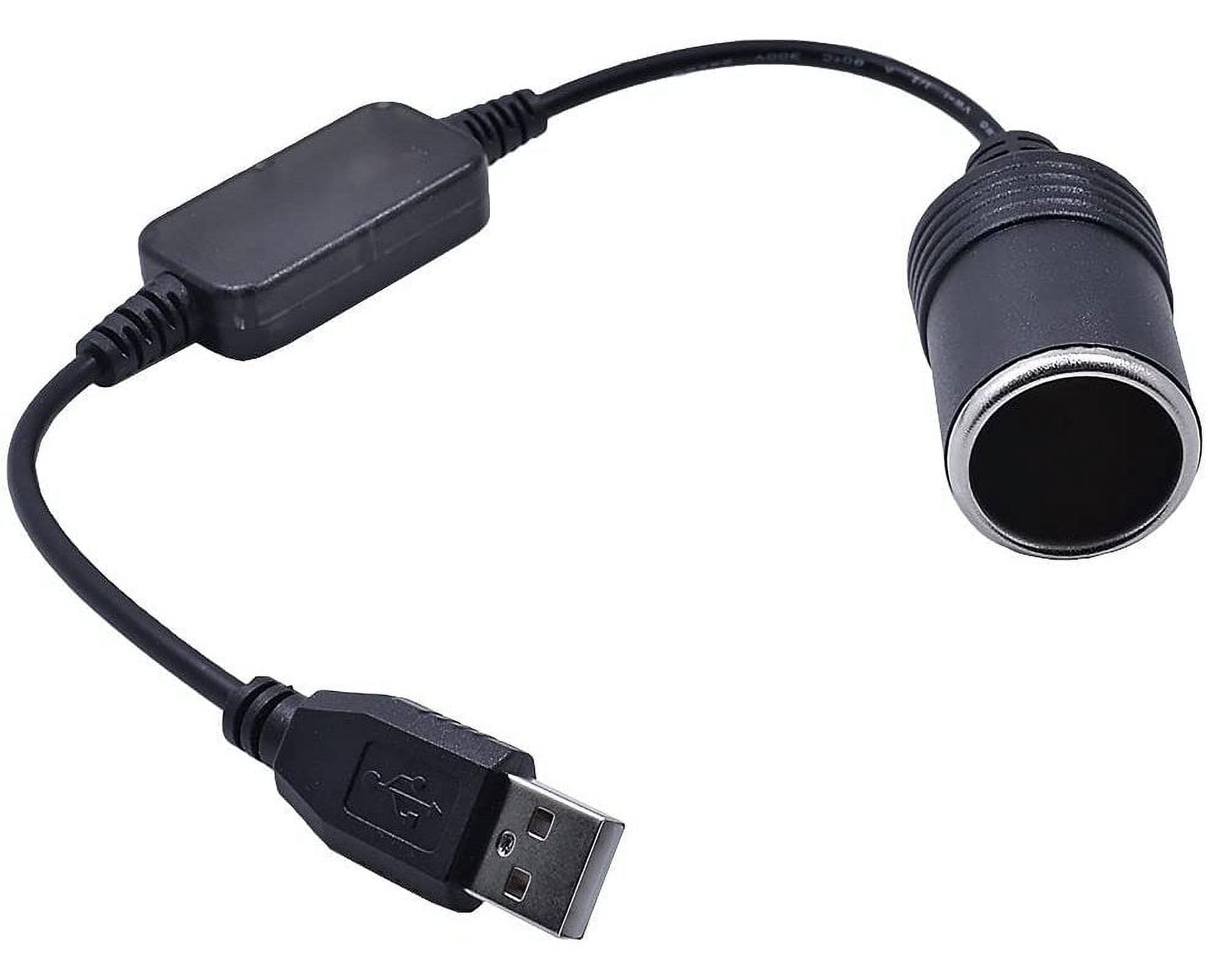 USB to 12V DC Car Charger Adapter - USB A Male to Cigarette Lighter Socket  Female Power Converter