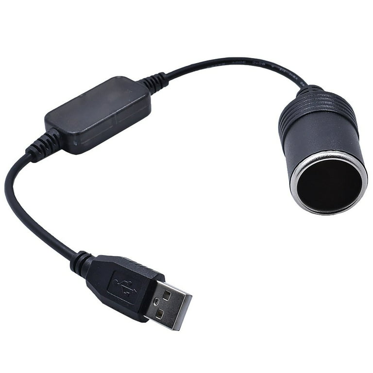 YASHUS USB Male to 12V Car Cigarette Lighter Socket Female Adapter Wire for  Samsung - Black : : Car & Motorbike