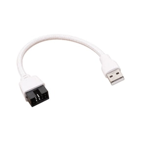 USB A Male to 9 Pin Mainboard Cable, 20cm White Sleeve Wire for Internal PC Case USB Routing, Desktop Header Connection, and Device Wiring