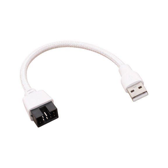 USB A Male to 9 Pin Mainboard Cable, 20cm White Sleeve Wire for Internal PC Case USB Routing, Desktop Header Connection, and Device Wiring
