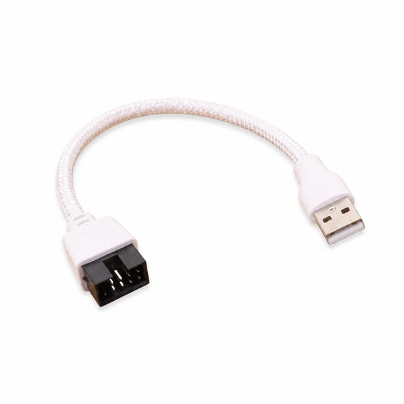 USB A Male to 9 Pin Mainboard Cable, 20cm White Sleeve Wire for Internal PC Case USB Routing, Desktop Header Connection, and Device Wiring