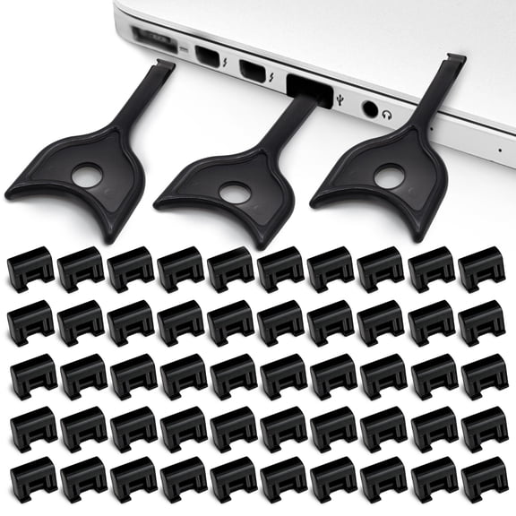 USB A Port Blockers 50 Pack, Security Locks with 3 Removal Keys, Black