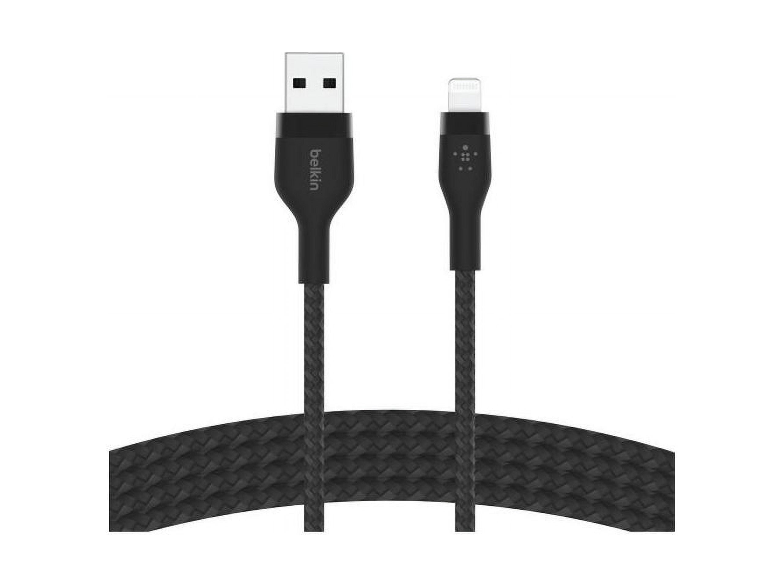 Belkin BoostCharge Pro Flex Braided USB Type A to Lightning Cable (2M/6.6FT), MFi Certified Charging Cable for iPhone 14, 13, 12, 11, Pro, Max, Mini, SE, iPad - Black