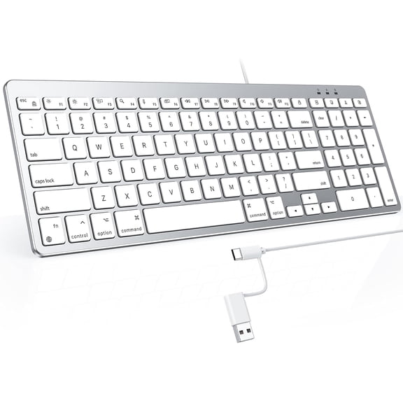 USB-A & Type-C Dual Interface Wired Keyboard for Mac, Numeric Keypad