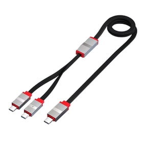 USB A/Type C to Double Type C Charging Cable 1.5m Nylon Braided 2 in 1 Splitter Cord For Phone Tablet Laptop Fast Charging