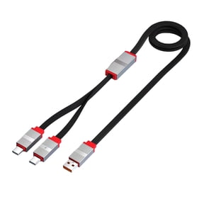 USB A/Type C to Double Type C Charging Cable 1.5m Nylon Braided 2 in 1 Splitter Cord For Phone Tablet Laptop Fast Charging