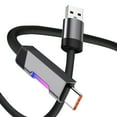 USB-A to USB-C 100W Charging Cable with LED Light, 3.9ft Black Braided ...