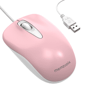 USB-A Wired Mouse for Laptop, PC, Chromebook, Mac - Ergonomic, 1200 DPI, Plug and Play, 6 Million Clicks Durability, Pink