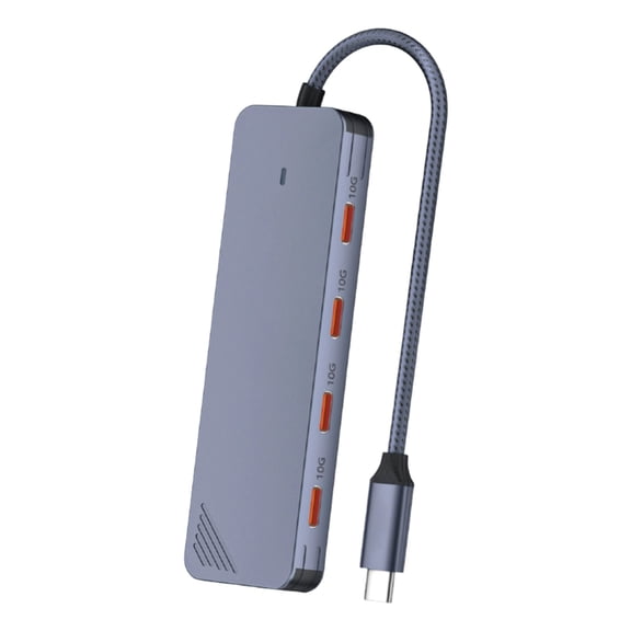 USB A and C Host 4 Port USB 3.2 Gen 2 Hub 10Gbps, Aluminum Hub for Desk Device Setup, Storage Access and File Transfer