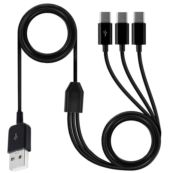 USB A to C Splitter Cable, USB A 2.0 to 3 USB Type C Data Sync Charing Cable Wire Cord for Phone Tablet Pad