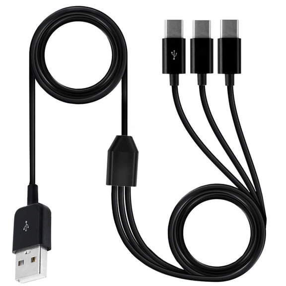 USB A to C Splitter Cable, USB A 2.0 to 3 USB Type C Data Sync Charing Cable Wire Cord for Phone Tablet Pad