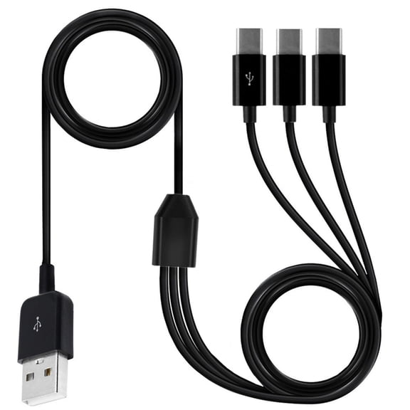 USB A to C Splitter Cable, USB A 2.0 to 3 USB Type C Data Sync Charing Cable