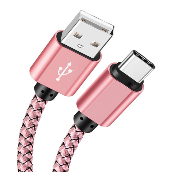USB A to Type C Charging Cable 2A Fast Charger Nylon Data Cable 1M 2M 3M For Iphone Android Huawei Samsung TypeC Charging Device Pink 2m