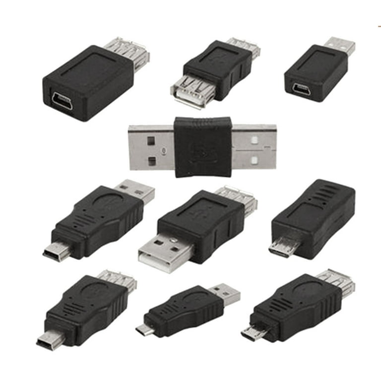 USB Adapter, 10Pieces OTG USB Male to Female Micro USB Mini