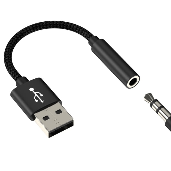 USB Adapter 3.5mm Audio Jack Converter Cable DAC TRS Port Stereo Cord Dongle Interface Speaker Computer Plug Digital Laptop Splitter for Headphone PC Car Microphone External Headset