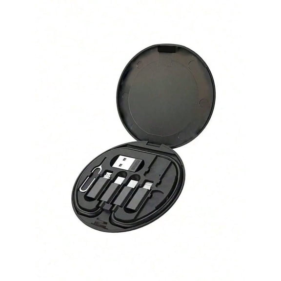 USB Adapter Kit with Multi Charging Cables & Phone Holder Stand - Compatible with iOS, Android, Type C, iPhone, Android, Camera, MP3 Black