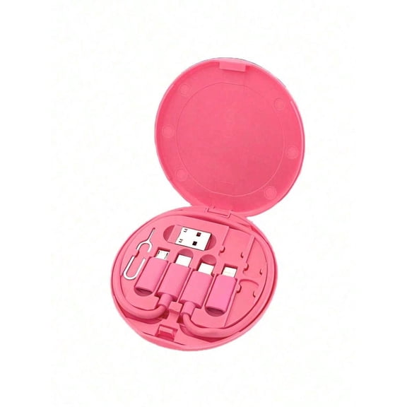 USB Adapter Kit with Multi Charging Cables & Phone Holder Stand - Compatible with iOS, Android, Type C, iPhone, Android, Camera, MP3 Pink