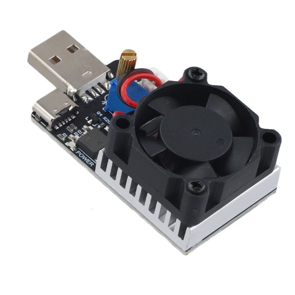 USB Adjustable Electronic Load Tester 25W DC 7-20V Module with Intelligent Fan for Discharge Aging and Power Testing